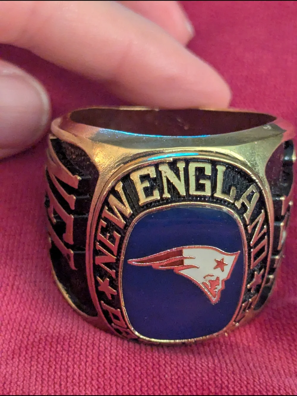New England Football Logo Men's Statement Paperweight Ring - Blue/Gold